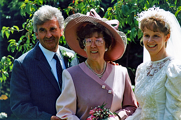 Kenneth and Pat with their daughter, Janet, on her Wedding Day (1992)