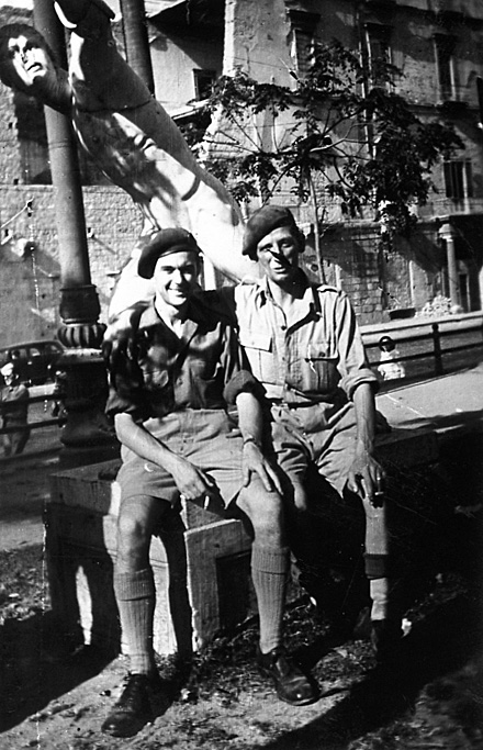 Photograph of Arthur Hirst and friend (Naples 1945)<br>Arthur is on the left