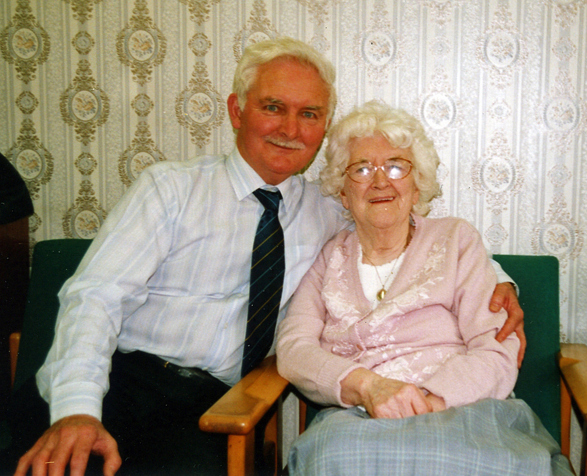 Photograph of Elsie with eldest son, Brian<br>Photograph taken at Elsie's 90th Birthday celebrations (2003)