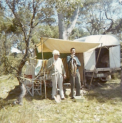 Keith Richardson and his friend Desmond Roche<br>On a Fishing trip to the mountains<br>Keith is the one holding the trout